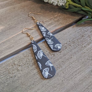 Ginkgo Leaf • Polymer Clay Earrings • Handmade Polymer Clay Earrings • Ginkgo Leaf Dangle and Drop Earrings