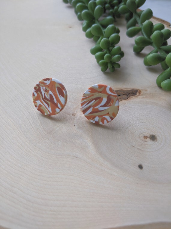 Red Rock Marble Polymer Clay Earrings Handmade Polymer Clay