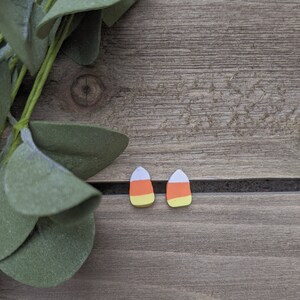 Candy Corn Studs • Polymer Clay Earrings • Handmade Polymer Clay Earrings • Candy Corn Stud Earrings