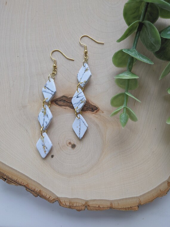 Marble polymer clay earrings best sale