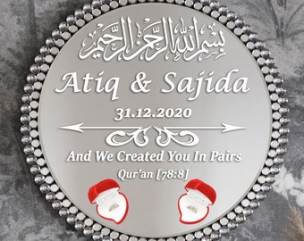 Gepersonaliseerd En we hebben je gemaakt in paren Islamitische Bismillah Kalligrafie Mirror Ring Wedding Vinyl Sticker Stickers (ms2)
