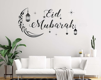 Eid Mubarak with our Islamic Wall Sticker. This crescent shaped sticker Arabic calligraphy, Arabic lantern, stars for an elegant touch eid3