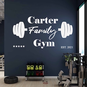 Adesivo da parete in vinile PERSONALIZZATO per casa, famiglia, palestra, pesi, fitness, attività