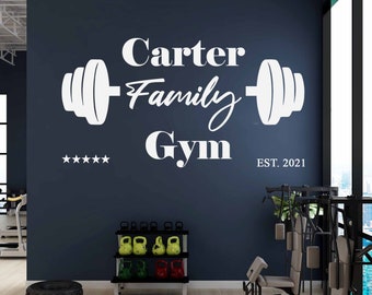PERSONALISED home family gym weights fitness business wall sticker vinyl decal