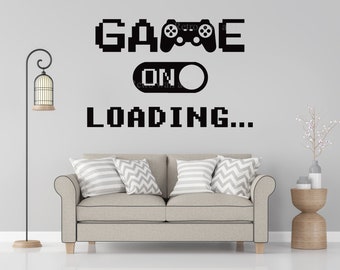 Game on Loading gaming wall sticker gamer wall art kids room decal vinyl sticker gaming room boys modern Dripping effect design