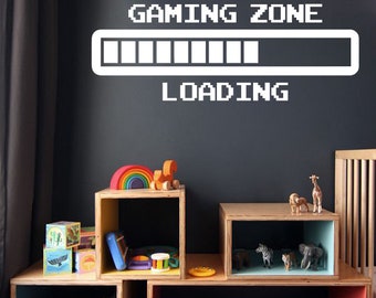 Arcade Gaming Zone Retro Loading Wall Art Stickers Gamer Vinyl Decals Decor