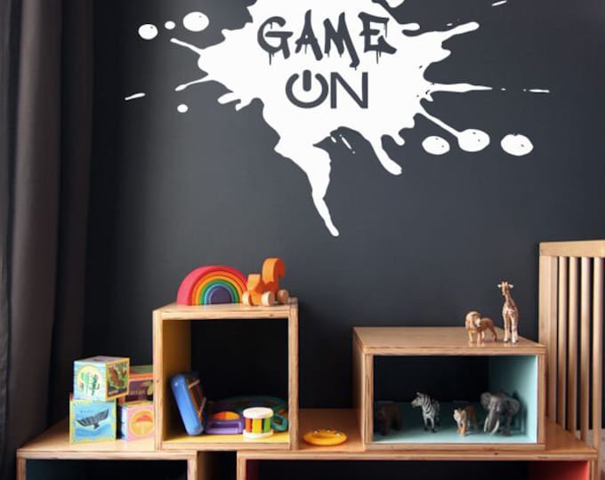 Game on Gaming wall stickers wall art Splash effect kids room gaming room boys modern Dripping effect design