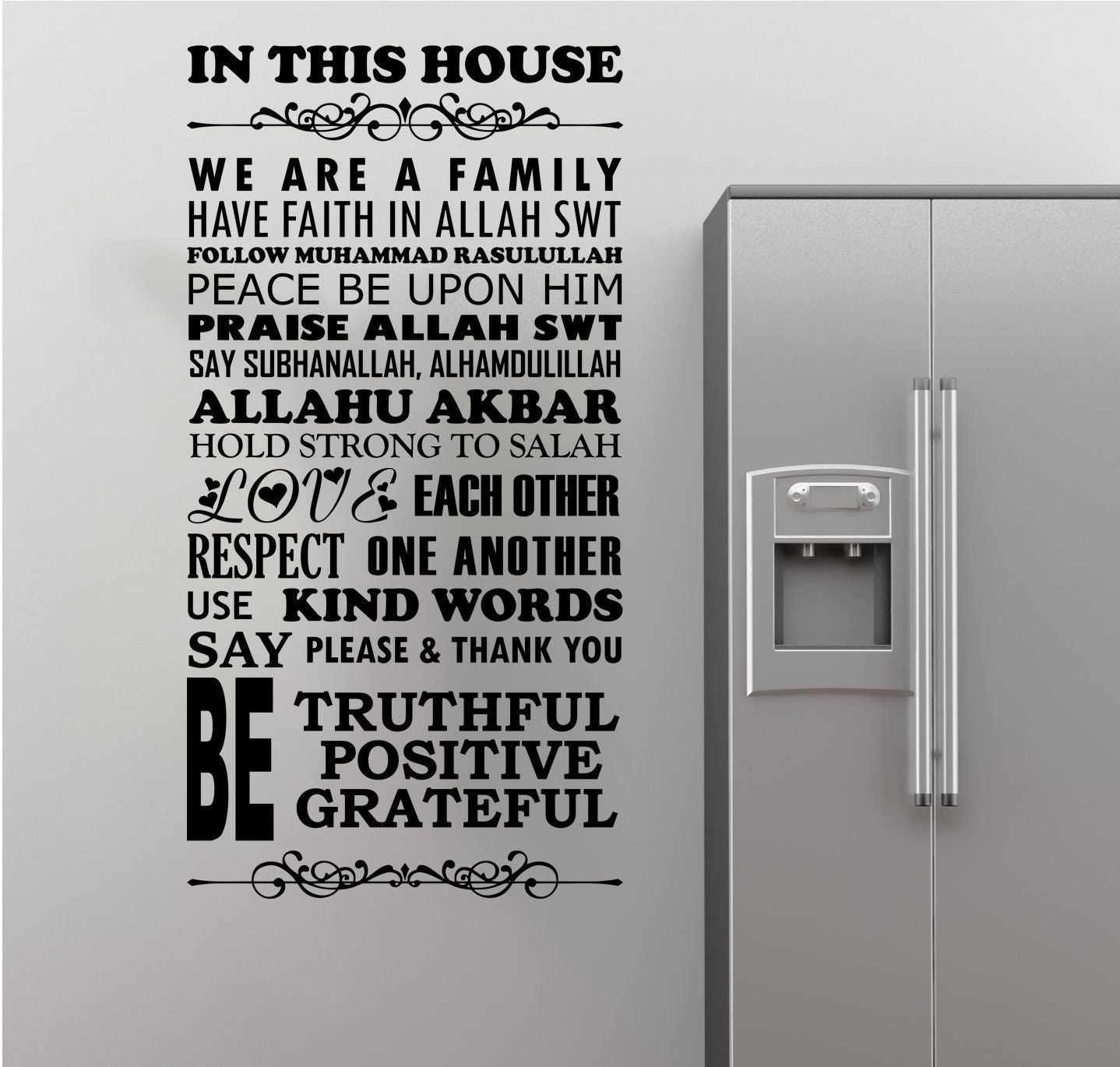 In This House Rules Stickers muraux islamiques Stickers muraux en vinyle, citations déco