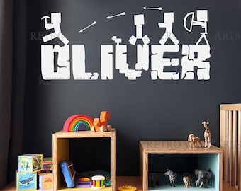 Custom Vinyl Gaming Wall Sticker - Personalized Name with Characters and Arrows - Perfect for Kids Room Décor, Home improvement