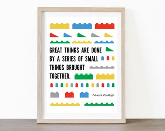 Building Block Inspired Wall Art, Inspirational Quote, Digital Download