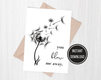 You Blow Me Away Card, Couple/Love Card, Anniversary Card, Valentine's Day Card