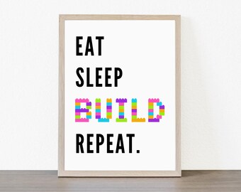 Building Block Inspired Wall Art (Bright), Building Block Quote, Digital Download
