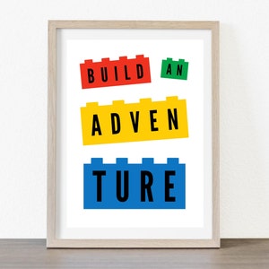 Building Block Inspired Wall Art, "Build an Adventure" Quote