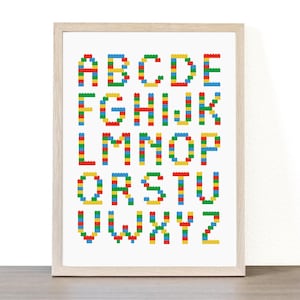 Building Block Alphabet, Building Block Wall Art, Digital Download