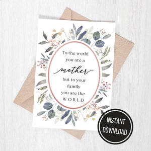 Mother&#39;s Day Card, Mother&#39;s Birthday Card, Printable Card