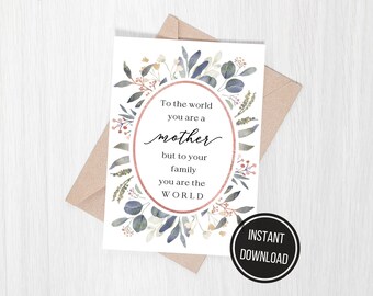 Mother's Day Card, Mother's Birthday Card, Printable Card