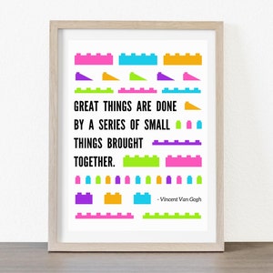 Building Block Inspired Wall Art (Bright), Inspirational Quote, Digital Download