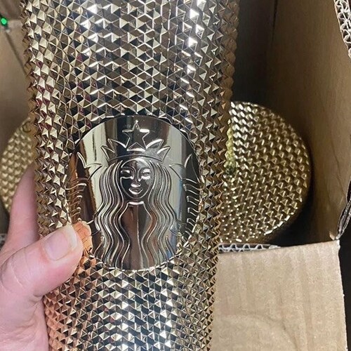 2022 Starbucks Chrome Studded Cups Pink Chrome Studded Gold Etsy