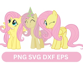 Little pony Fluttershy. Digital Download. Bundle Layered SVG. Cricut, cut files, layered digital vector file. svg png dxf eps pdf