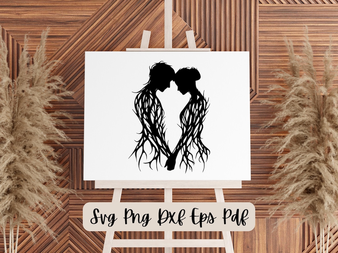 Couple in Love Silhouette Wall Art – Romantic Heart Shape Design, Ideal ...