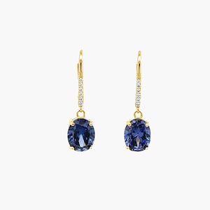 Tanzanite Drop Lever back Earrings, 14KT Gold Over .925 Sterling Silver