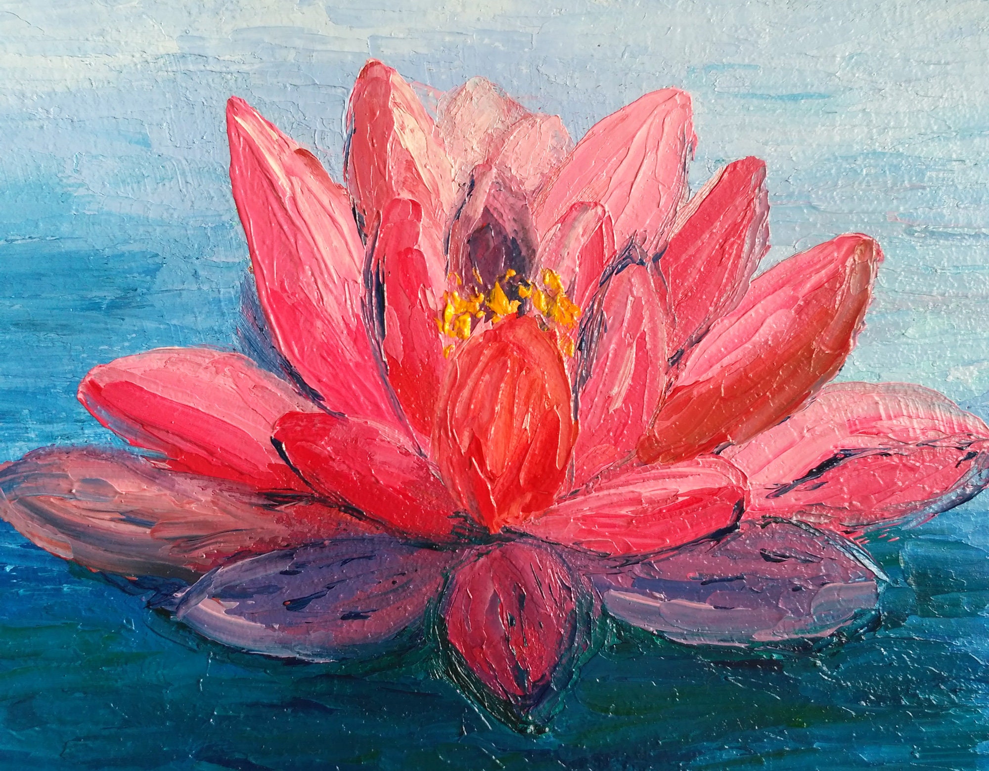 I love flowers and sometimes I try to paint them, painted some water lily!  Hope you like it! 💮 Acrylic paints on art paper, A4 size! : r/wildart