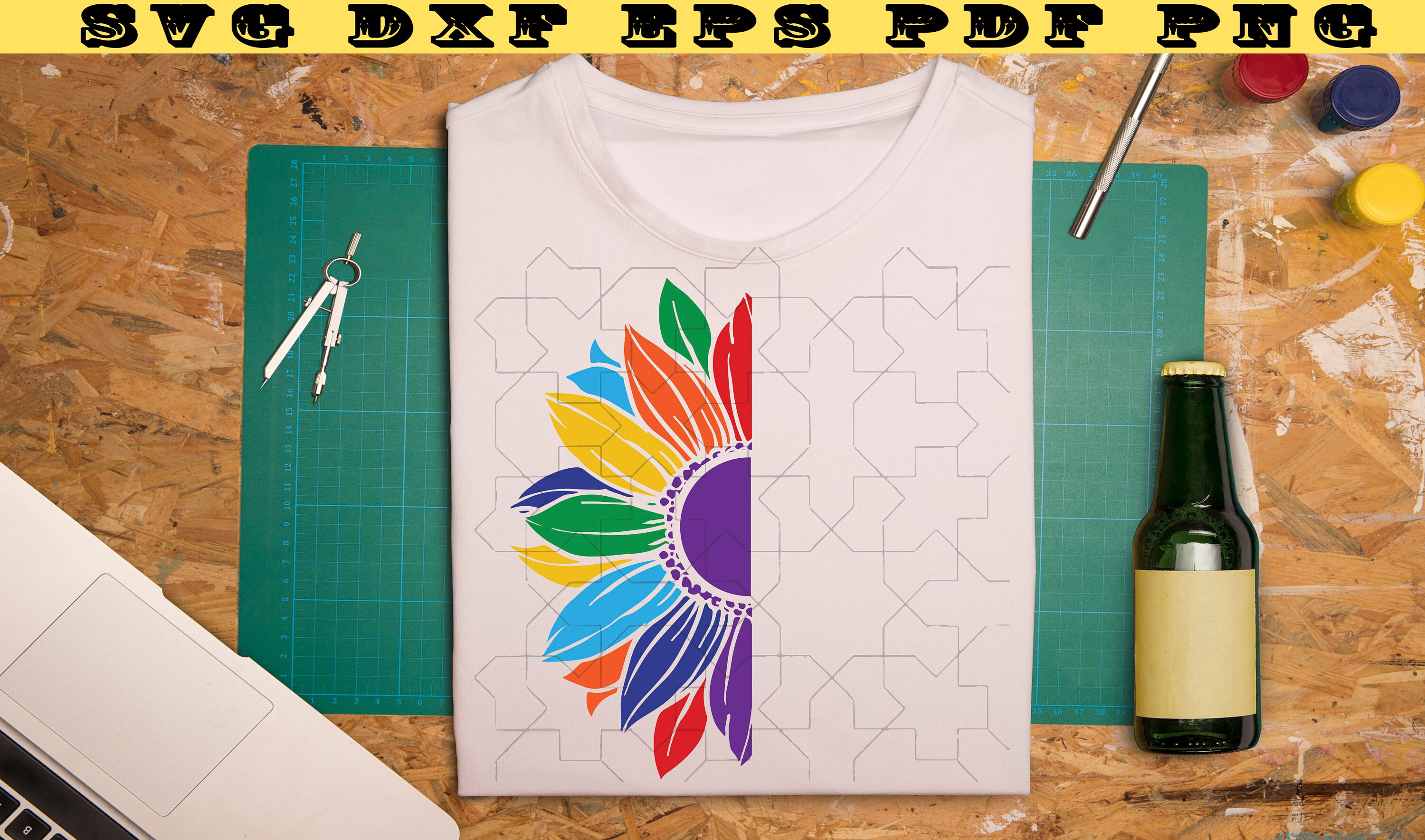 LGBTQ svg Half Sunflower svg Lgbt Rainbow Pride svg Dxf | Etsy