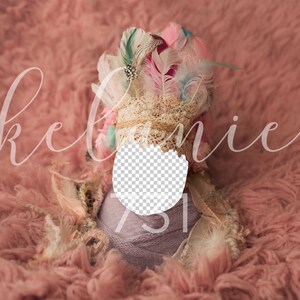 Newborn digital backdrop pink potato sack prop face hole unique background composite instant download girl boho