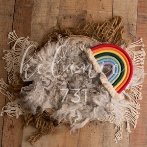 Newborn Digital Backdrop, Newborn Composite, Newborn Digital, Boho bed with macrame, cream, neutral, rainbow baby, rainbow