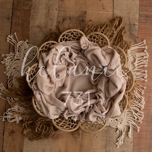 Newborn Digital Backdrop, Newborn Composite, Newborn Digital, Boho basket with macrame, cream, neutral