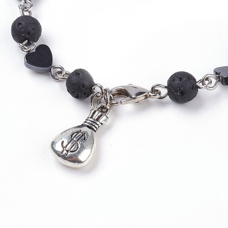 Money Bag Prosperity Bracelet Stretch Lava Beads Unisex Wealth Good Fortune Bracelet