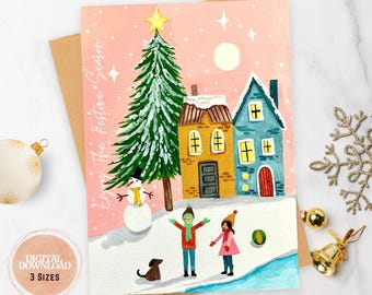 Weihnachtskarte druckbare Saison Grußkarte für Weihnachten, digitaler Download Weihnachtskarte niedlich, lustige Weihnachtskarte, Winterkarte