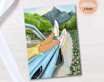 Gehen sie an Orte, digitale Grußkarte, sichere Reise Grußkarte, leere Grußkarte, digitaler Download Reise Grußkarte, Reise Kartendruck,