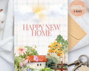 Happy new home Karte zum Ausdrucken, Glückwunschkarte zum ausdrucken, Glückwunschkarte zum ausdrucken, Glückwunschkarte zum ausdrucken