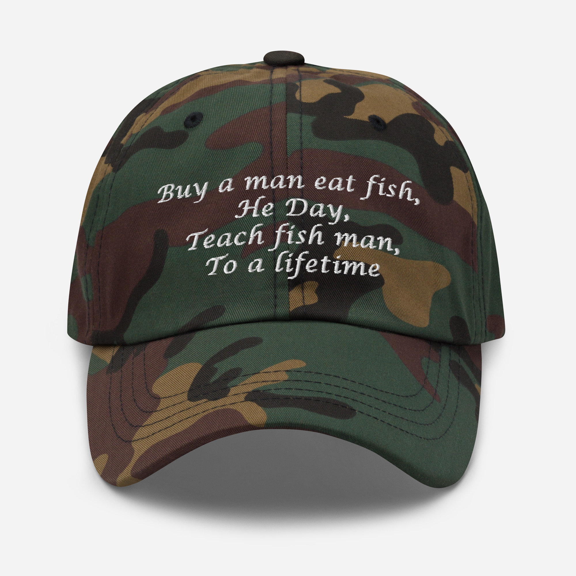 Buy Buy a Man Eat Fish Hat / Buy a Man Eat Fish Dad Hat Online in