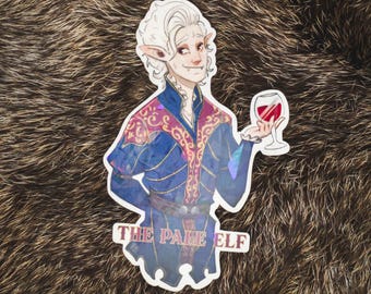 Pegatina de Elfo Pálido – Fan Art inspirado en Astarion – Opción holográfica brillante – Vinilo DnD BG3