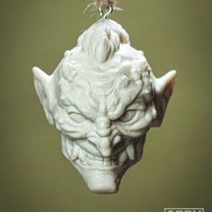 Unpainted Goblin Head Ornament – DIY Resin Sculpture – Miniature Painting Blank – Fantasy Creature Decor – GeekForge Original