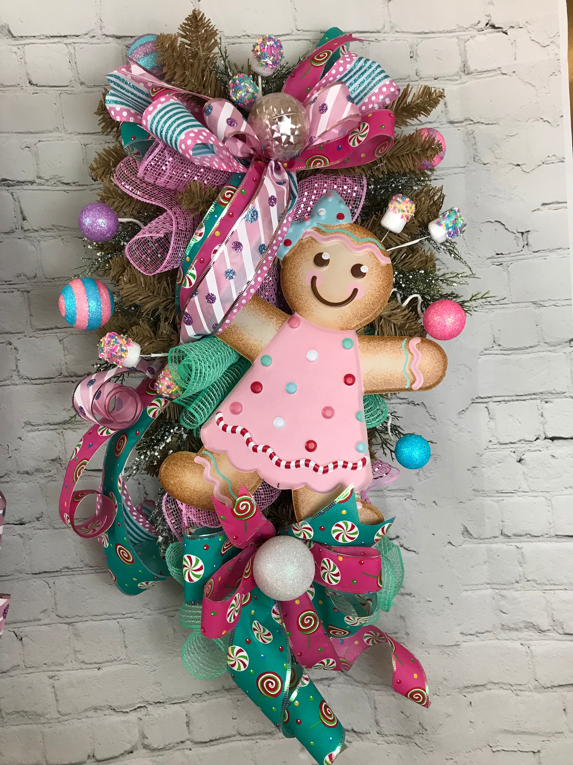 Gingerbread Girl Swag Wreath for Front Door - Etsy