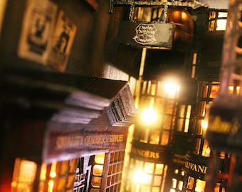 Magical Diagon Alley Book Nook, Book Shelf, Shelf Insert, Bookend