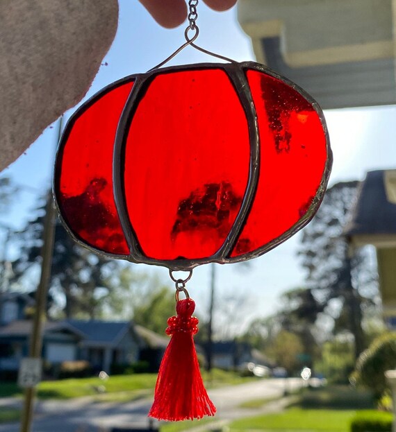 Chinese New Year stained glass decoration/Asian inspired Etsy