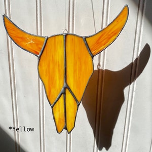 yellow cow skull sun catcher