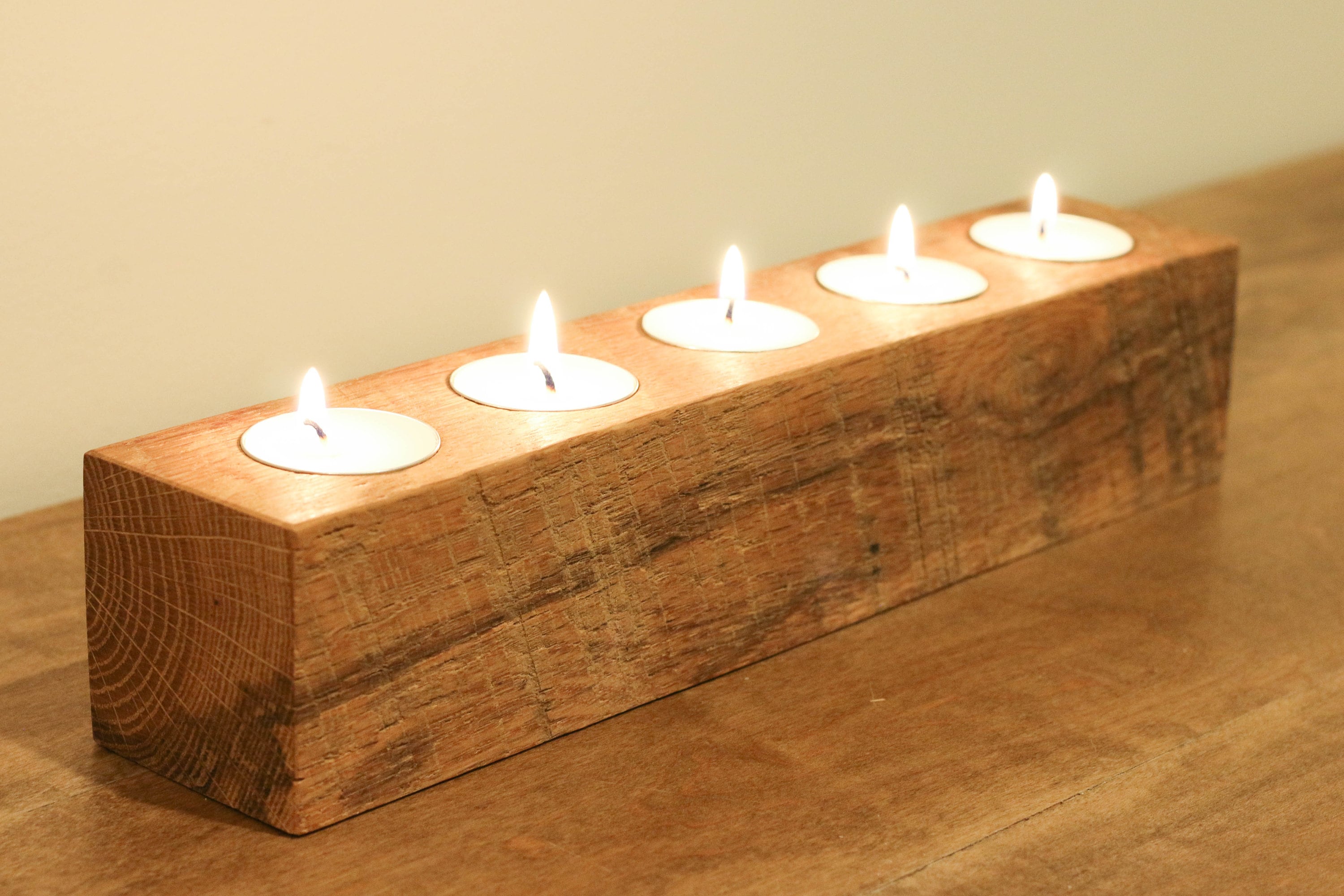 Reclaimed White Oak Candle Holder Centerpiece Etsy