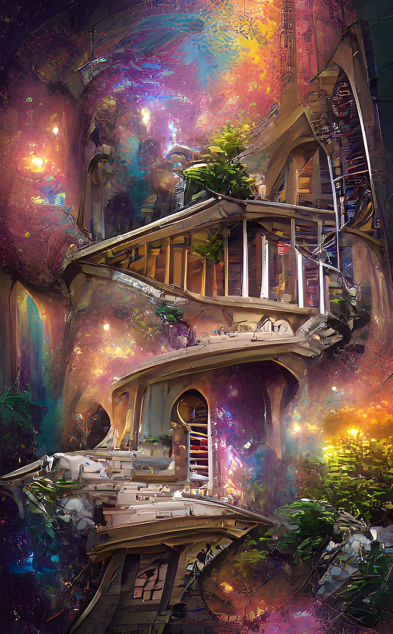 Beautiful House in the Galaxy ART PRINT / AI Generated / Etsy UK