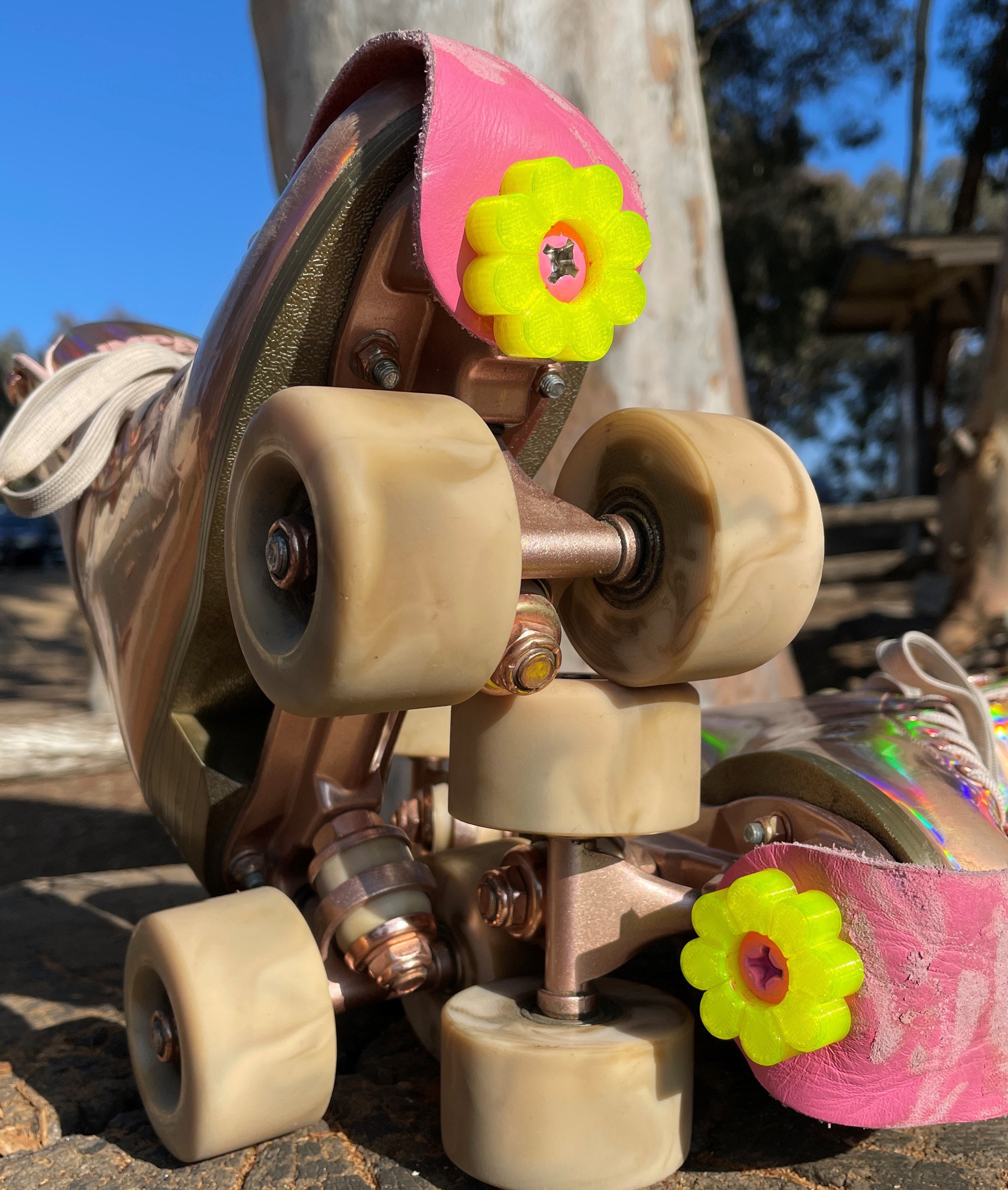 Roller Skate Toe Plugs Bolton Yellow Flowers Etsy