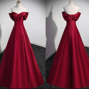 Off Shoulder Sweetheart Empire Waist Corset Back Full Length Satin Prom Dress, Ball Gown, Formal Party Dress Evening Party Dress