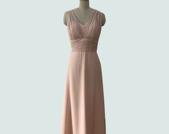 Straps V Neck Pearl Pink Floor Length Bridesmaid Dress, Multi-Way Dress, Blush Pink Long Convertible Bridesmaid Dress Formal Evening Dress