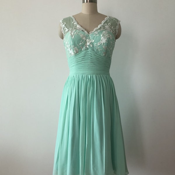 Mint Chiffon Dress Etsy