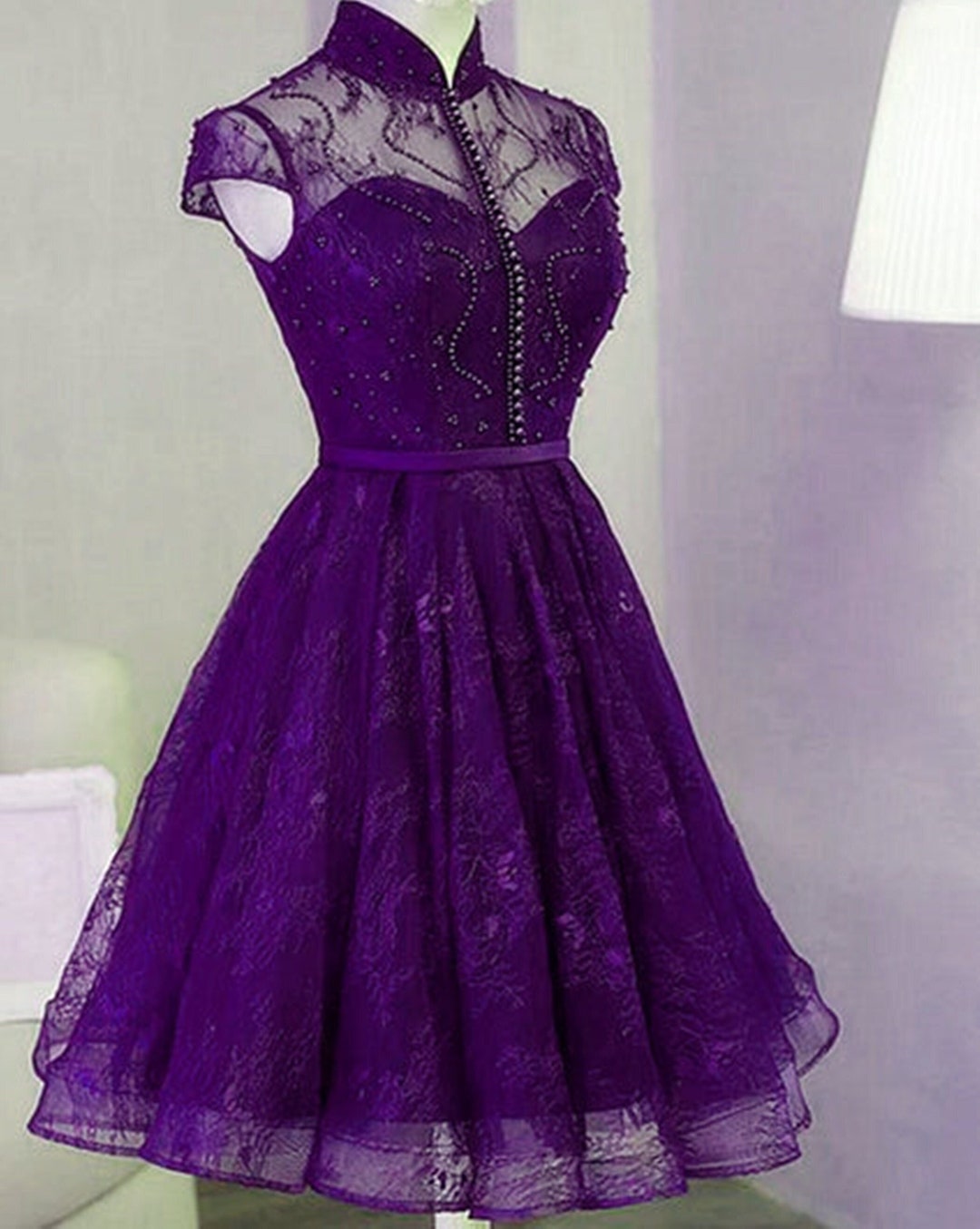 Beaded Bridal Short Dress with Cap Sleeves