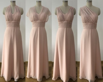 Multi-Way Dress, Pearl Pink Long Convertible Bridesmaid Dress, Full Length Evening Dress, Wrap Dress, Infinity Dress, Blush Dress