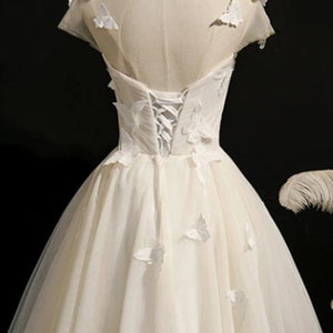 Classy White Tulle Beaded Butterfly Appliques Prom Dress A Line Party Evening Dress cc2843